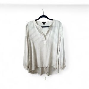 Ann Taylor Cream Striped Blouse